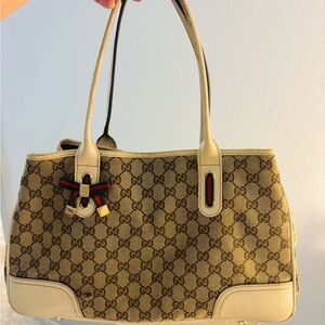 Gucci Beige and Brown Monogram Shoulder Bag